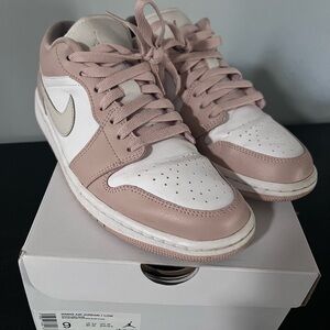 Jordan Women's Low Top Sneakers in Blush Pink and White